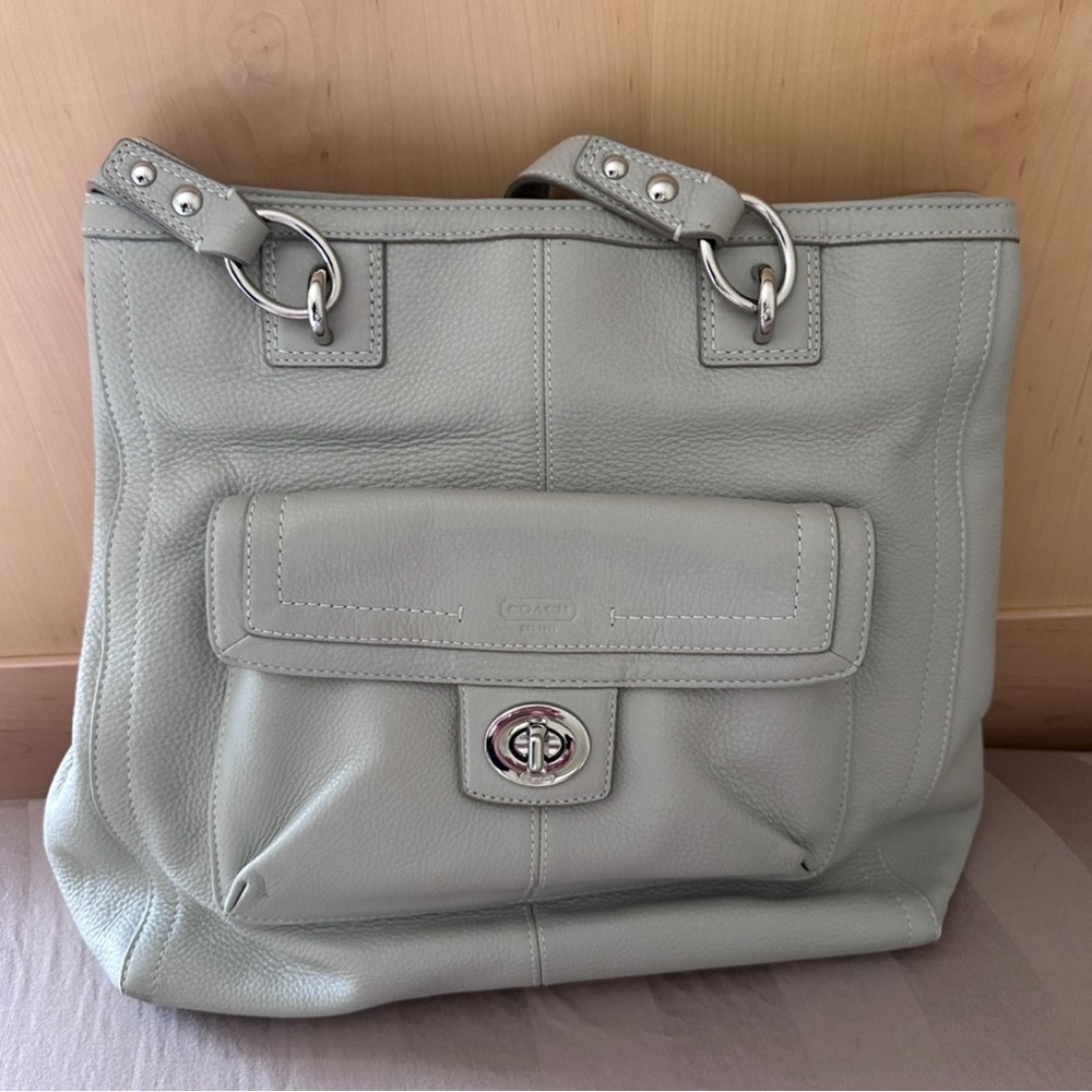 Coach Penelope Tote Light Gray Pebbled Leather